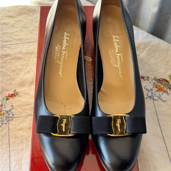 Salvatore Ferragamo Shoes - Salvatore Ferragamo Black Flats with Gold Buckle